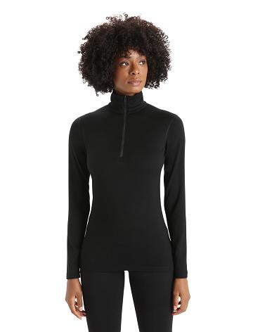 Black Icebreaker Merino 200 Oasis Long Sleeve Half Zip Thermal Top Women's One Piece & Sets | AU 1756WNBY